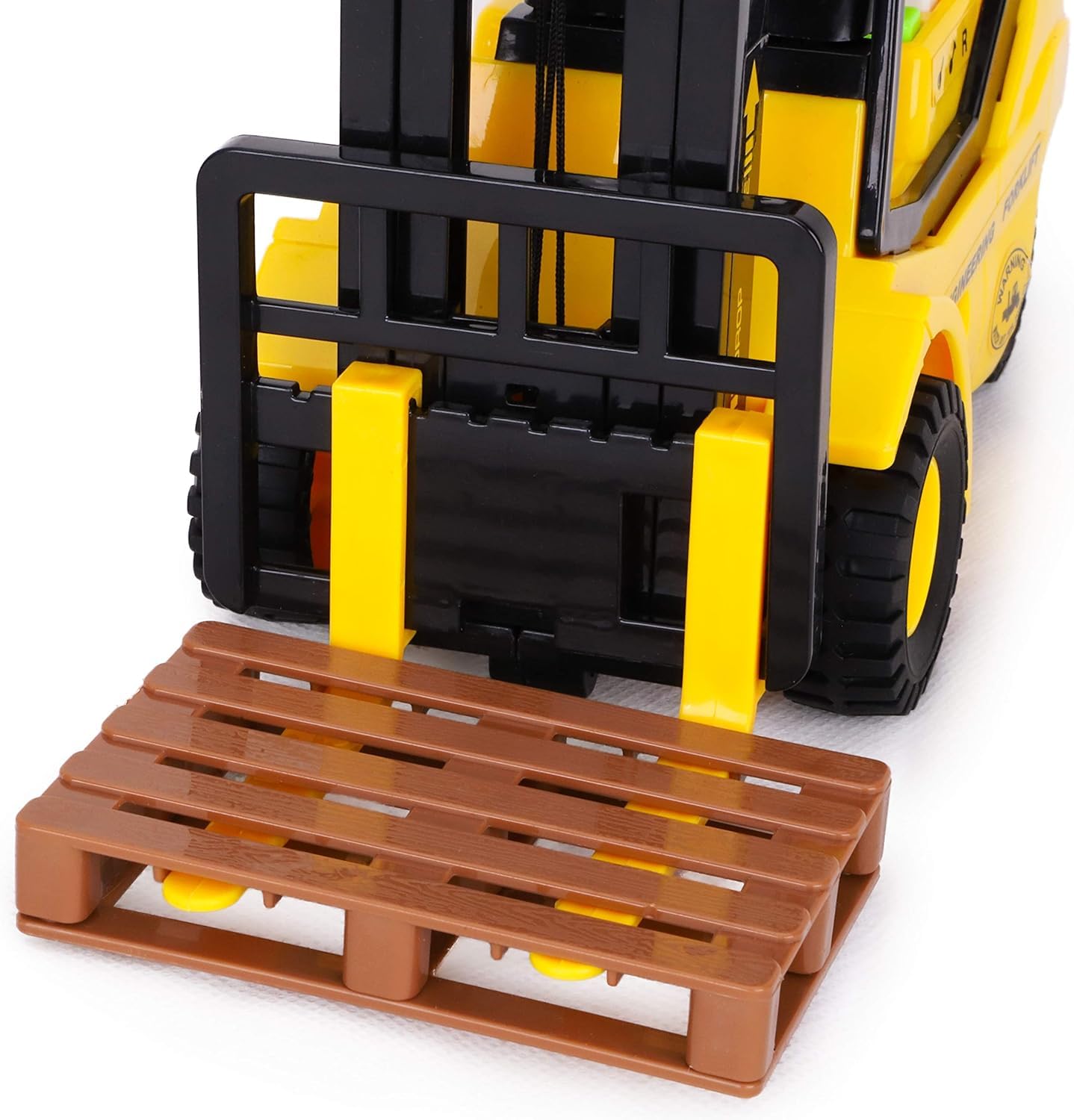 Toyland® Friction Powered Forklift Pallet Truck - 23cm, Yellow, 1:16 Scale, Lights & Sound, Ages 3+