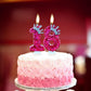 CasaPopz Hot Pink Number 6 Birthday Candle, Fun Glitter Cake Topper, Polymer Resin, 6" Size
