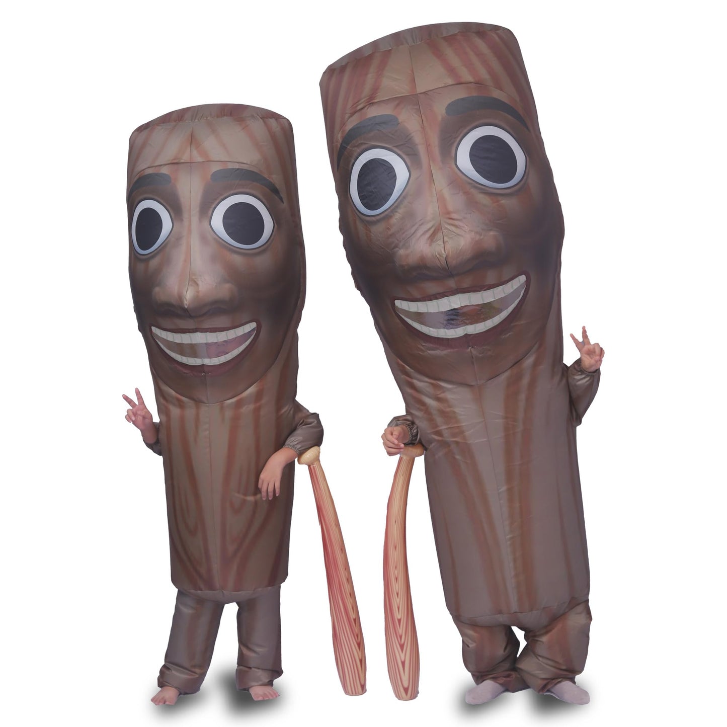 Ghorkivex Inflatable Tung Costume Halloween Funny Wooden Stick Man sahur Inflatable costume with Stick Blow Up italian brain Costumes (child)