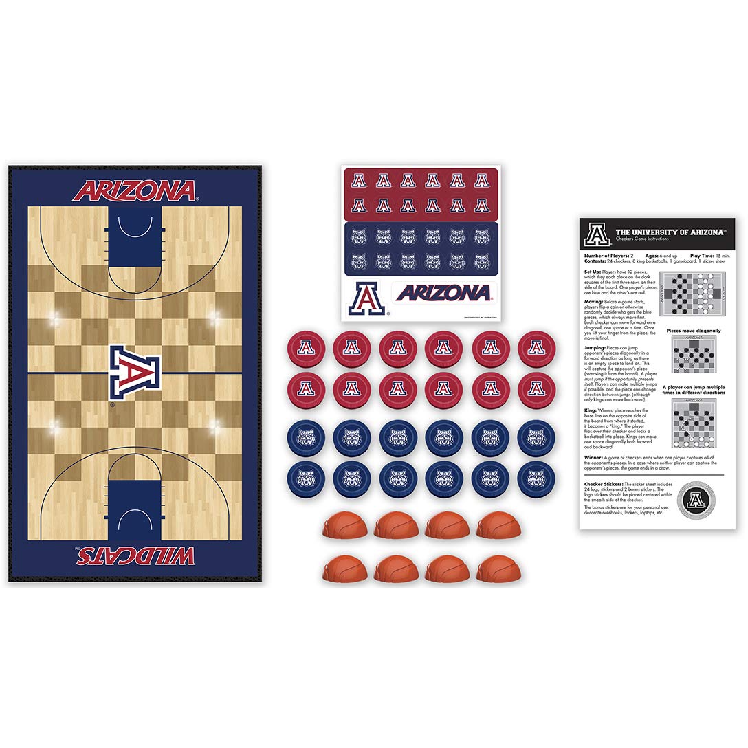 Masterpieces Ncaa Arizona Wildcats, Checkers Board Game, For Ages 6+
