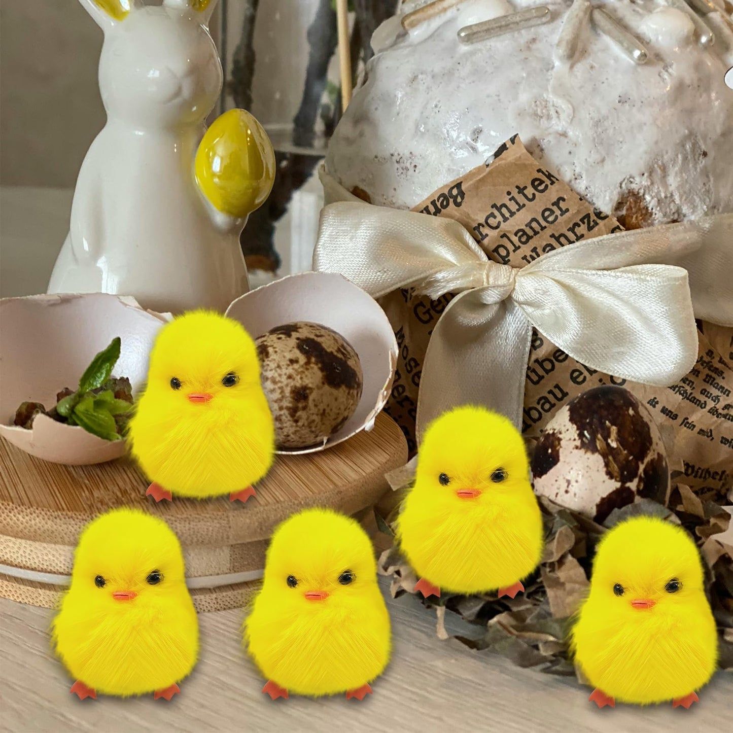 Olutacot 28 Pcs Small Chicken Fluffy Chicks Mini Realistic Plush Chick Fur Stuffed Toy Chick For Kids Diy Decorations Party Favo
