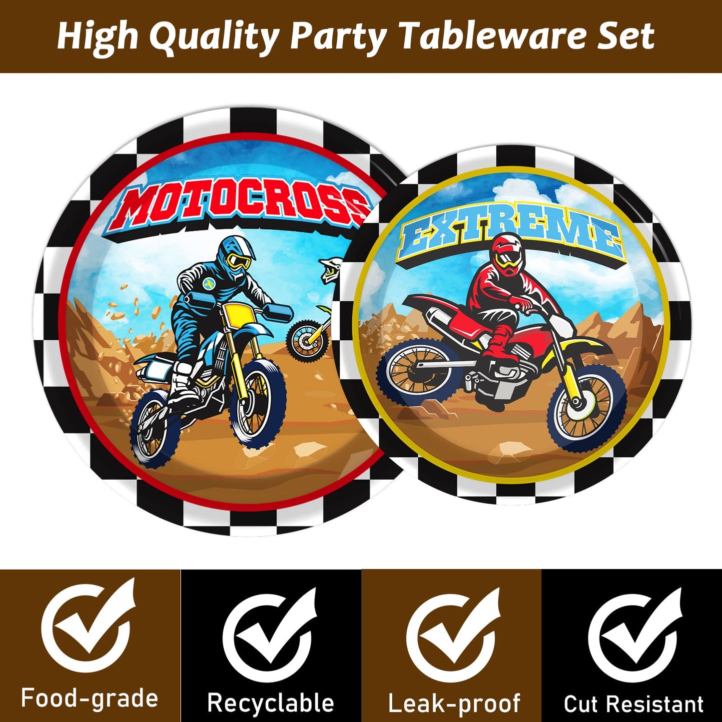 96 Pcs Dirt Bike Party Plates And Napkins Party Supplies Motorcycle Theme Party Tableware Set Motocross Dirt Bike Party Decorati