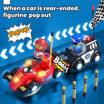 Lehoo Castle 2 Pack Remote Control Car for Toddlers 1-3, Police Car & Race Car, Toddler Toys for 2-4 with Realistic Sound Effect