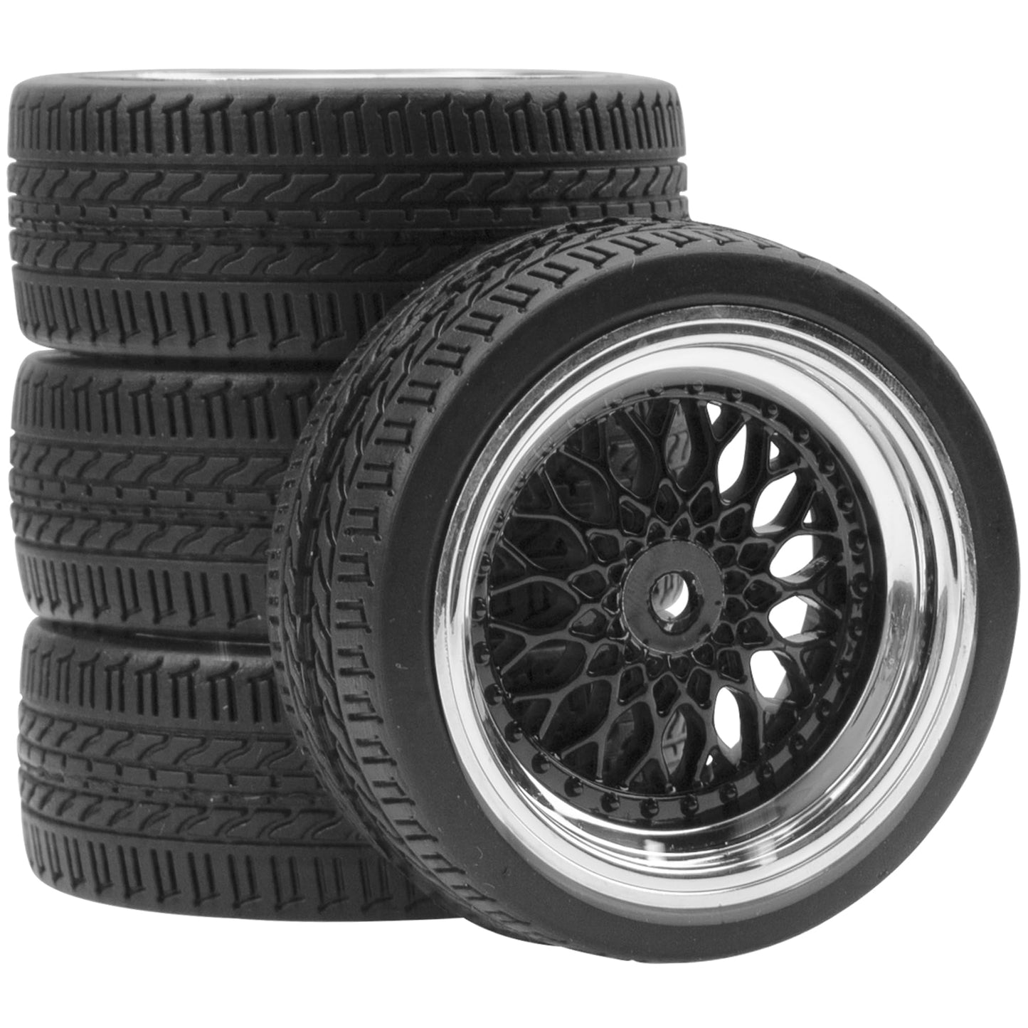 ShareGoo RC 1/10 On Road Tires & Wheel 12mm Hex Plastics Rims Compatible with Tamiya TT01 TT02 Kyosho Sakura D3 Traxxas 4Tec 2.0