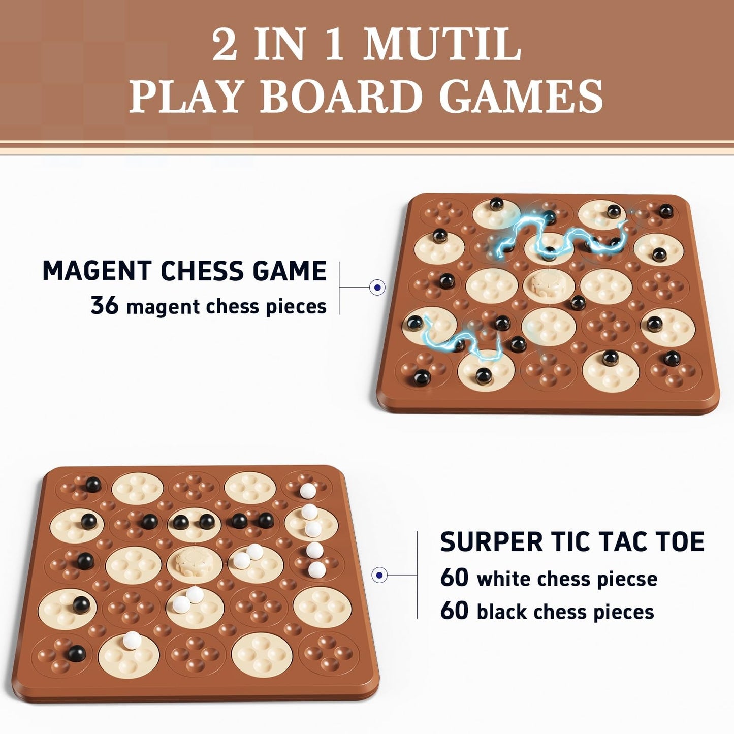 Magnetic Game Chess, Magnet Game, Magnetic Board Game For Kids Adults Family Game Night, 2 In 1 Multiplayer Magnet Chess Game Wi