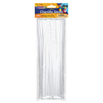 Creativity Street Chenille Stems/Pipe Cleaners 12 Inch x 6mm 100-Piece, White