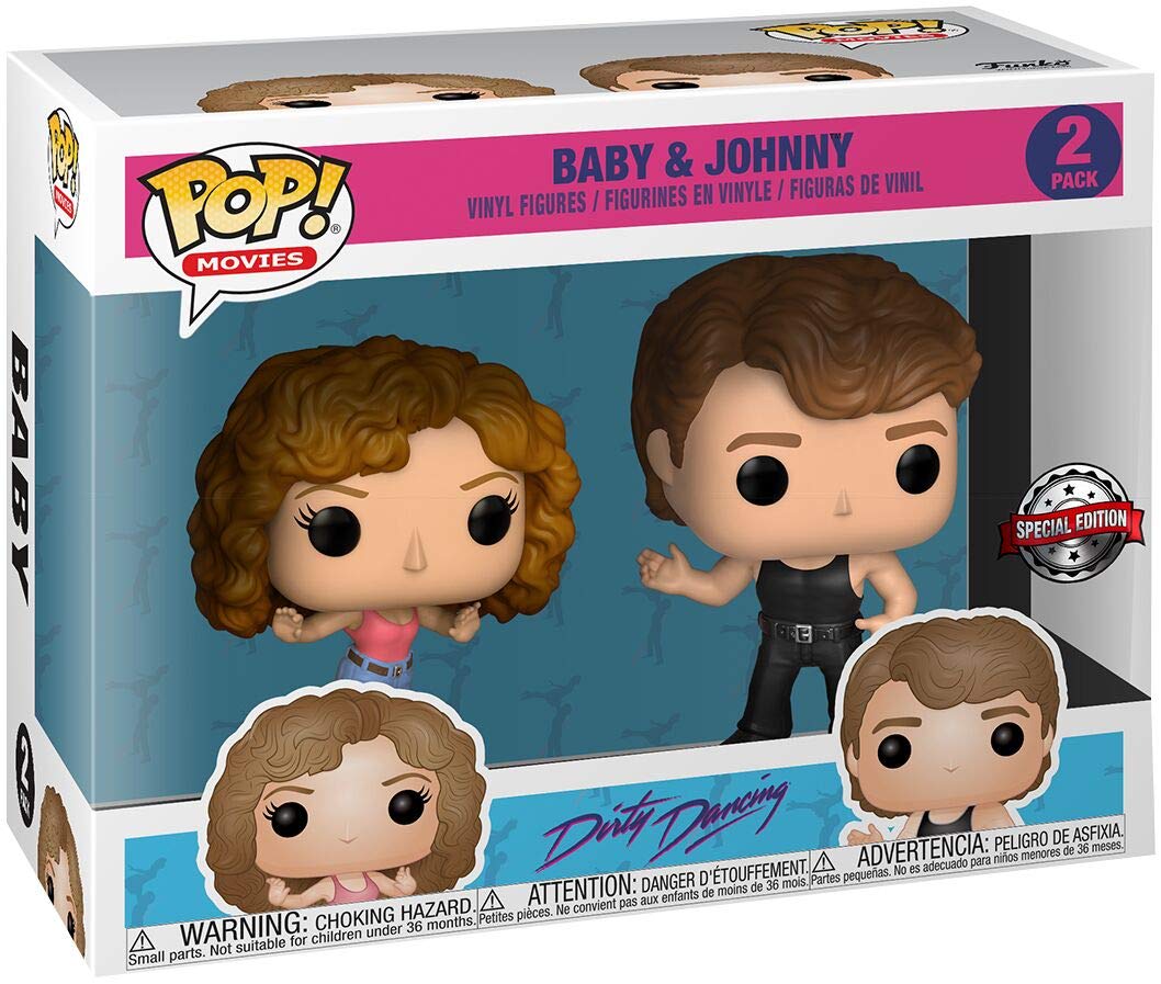 Funko Pop! Dirty Dancing 2-Pack Figurine - Baby & Johnny, 10cm, Vinyl, White/Black, Model 0889698368179