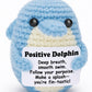 Weming Positive Gifts for Women Friend, Handmade Crochet Dolphin Plush with Inspirational Message Card, Emotional Support Gift f