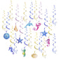 Amosfun 30pcs Ocean Animal Hanging Swirl Decorations Ceiling Decor Swirls for Baby Shower Birthday Party Nursery School Sea Anim