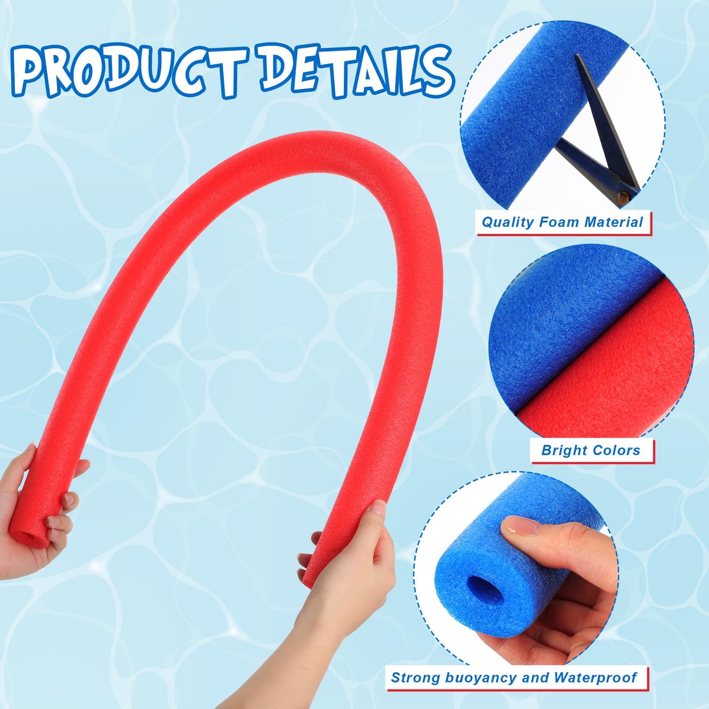 Hollowfly 2 Pcs Pool Noodles Floating Pool Noodles Foam Tube Large Hollow Floating Training Device Swimming Craft Projects Paddi