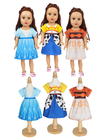 Benylion Girls 14-16 inch Doll Clothes Princess Costume Dress for 14-16 Inch Doll Include 3Pcs Different Princess Dress Fits All