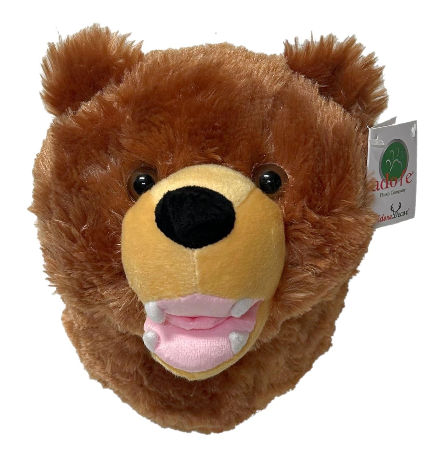 Adore 12" Brown Grizzly Bear Plush Stuffed Animal Wall Mount - Cozy Plush Décor, Model 2044