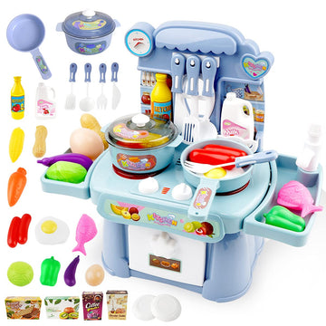 Kitchen Toys Imitated Chef Light Music Pretend Cooking Food Set,Children Girl Toy Gift Toy Kitchen Sink With Running Water And E