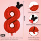 Hibilder 2Pcs Set, Red Number 8 & Mini Mouse Head Balloon, 40Inch, Aluminum, Novelty Pair, Birthday, Baby Shower, Anniversary, U