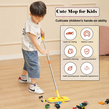 Mini Mop Small Mop For Kids Housekeeping Pretend Play Cleaning Toy Gift For Boys Girls (Pink)