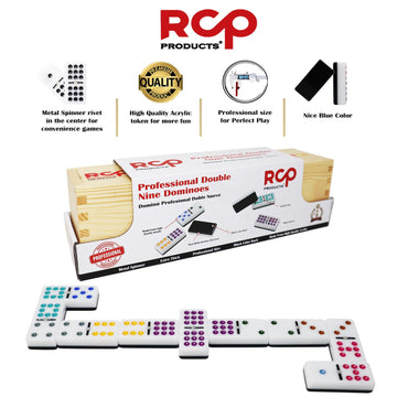 Dominos Set for mature-themeds - Professional Double 9 Dominoes Set of 55 Tiles  Metal Spinner  Classic and Travel Board Game with Wood Case Juegos de Mesa (Black)