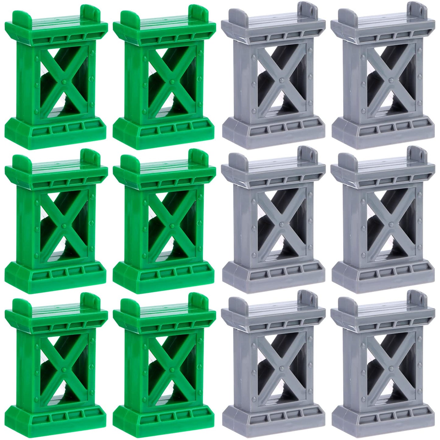 Ioffersuper 12 Pcs Train Bridge Pier Track Railway Accessories Multi Level Support Risers High Level Blocks Compatible All Major