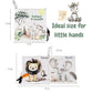 Ali+Oli Baby Cloth Book - Soft Sensory Crinkle Toy for Infants 0-12 Months - BPA Free Silicone - Safari Friends - Standard Size - White