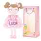 Gloveleya Personalized Floral Pink Plush Doll - Custom Soft 16 Inch Doll for Girls