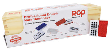 Rcp Products Double Nine Dominoes Professional, High Gloss Dominoes Set In Wood Box, Set Of 55 Tiles Color Red