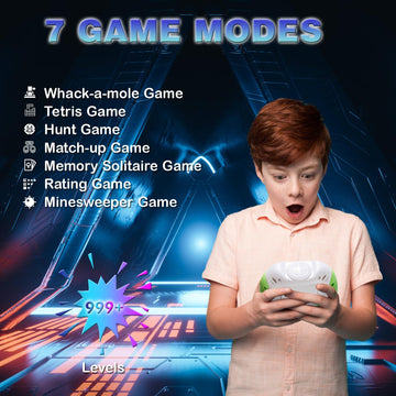 Tendccy Quick Push Handheld Game For Kids 3-12, 7 Game Mode Flashing Fast Press Push Puzzle Games Sensory Fidget Toys, Christmas