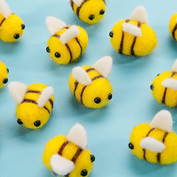 Cinpiuk 24 Set Felt Bees For Crafts, Wool Felt Bumble Bee Plush For Tiered Tray Decoration Party Favors Diy Craft Jewelry Access