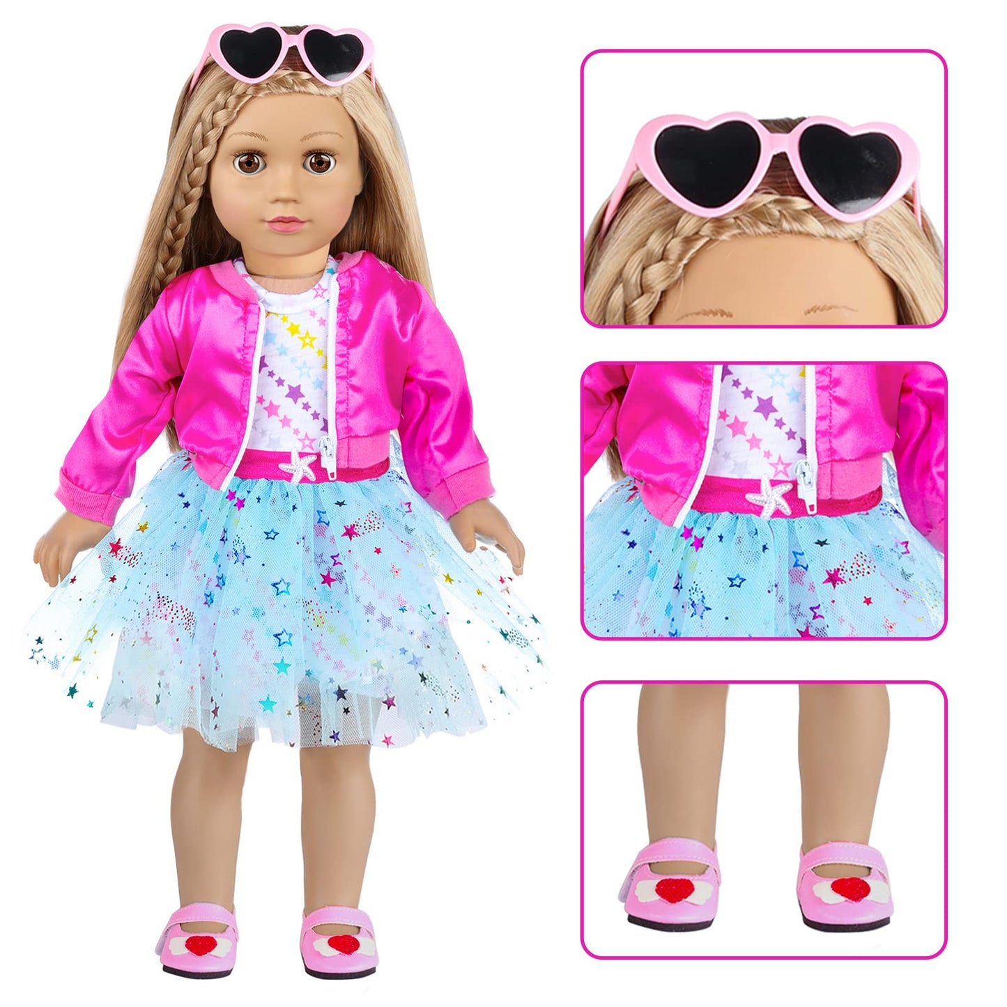 American 18 Inch Doll Clothes And Makeup Accessories Set Includes 18 Inch Doll Clothes Backpack Sunglasses Phone Shoes Comb Mirr
