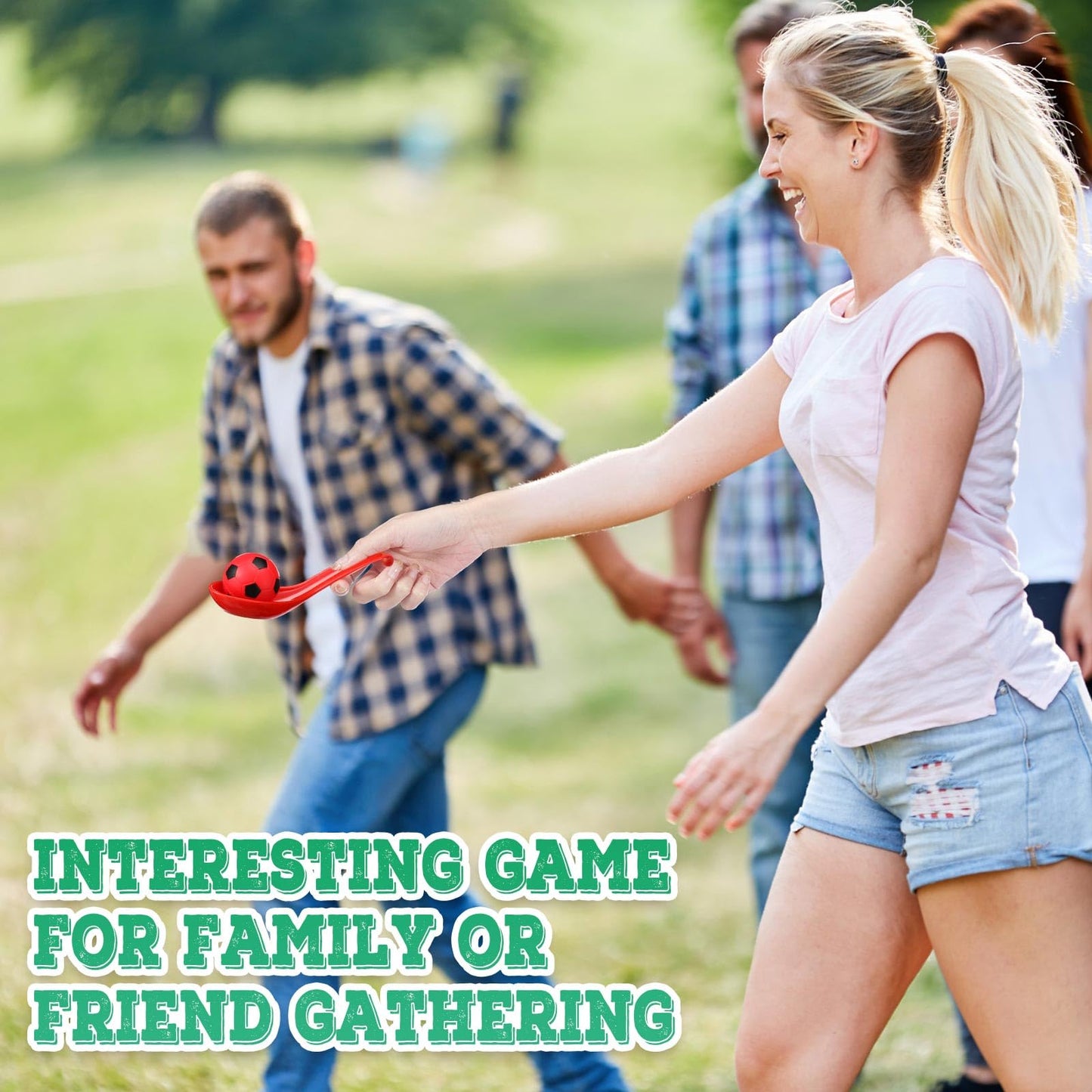 PullCrease 12 Pack Soccer Party Games Spoon Relay Race Toy Set for Teens Adults, Soccer Foam Ball and Spoon Race Game for Sports