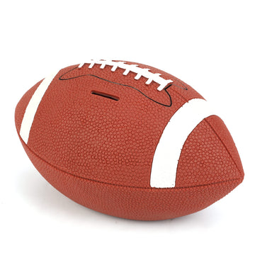 H&W Football Piggy Bank For Boys, Shatterproof Rugby Sports Themed Coin Bank, Large Size, Super Bowl Gift For Kids