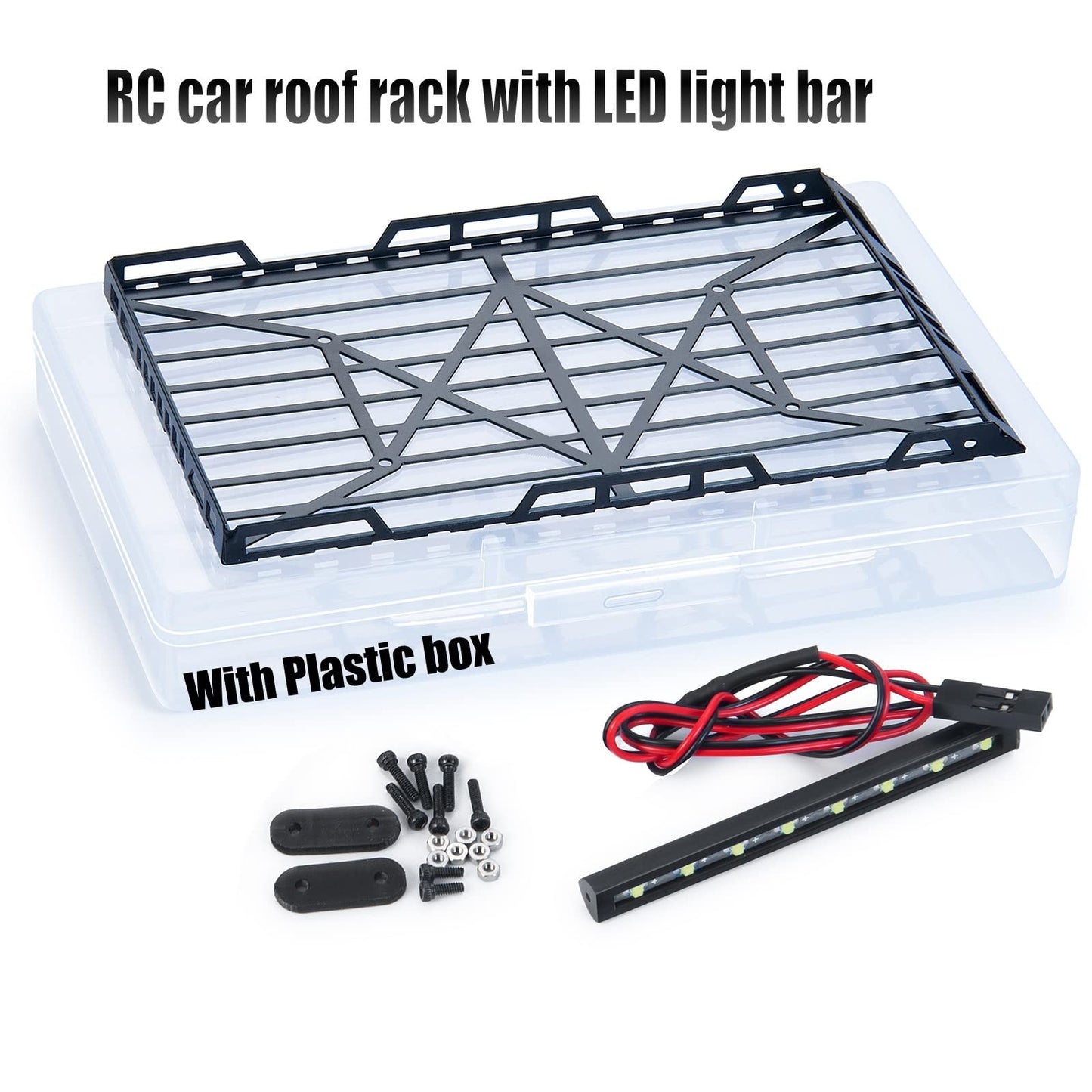 1/24Th Rc Roof Rack Luggage Carrier With 8Led Light Bar For Axial Scx24 Axi00002 Jlu Crc 1:24 Rc Crawler Car