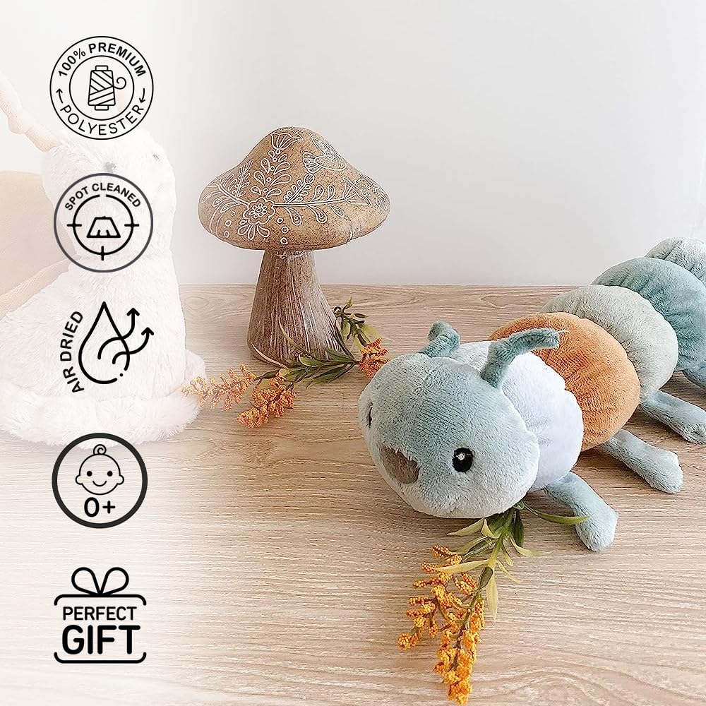 MON AMI Twiggy The Caterpillar Stuffed Animal - 12'  Soft & Cuddly  Use as Toy or Nursery Room D?cor  for Kids of All Ages