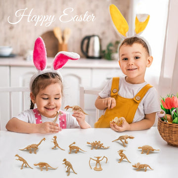 Haptime 12 Pcs Dinosaur Fossil Skeletons Toy Figures - Mini Dinosaur Figurines For Toddler Kids - Dino Bones Cake Topper Party Favors, Ideal Gift For 3 4 5 6 Boys Girls