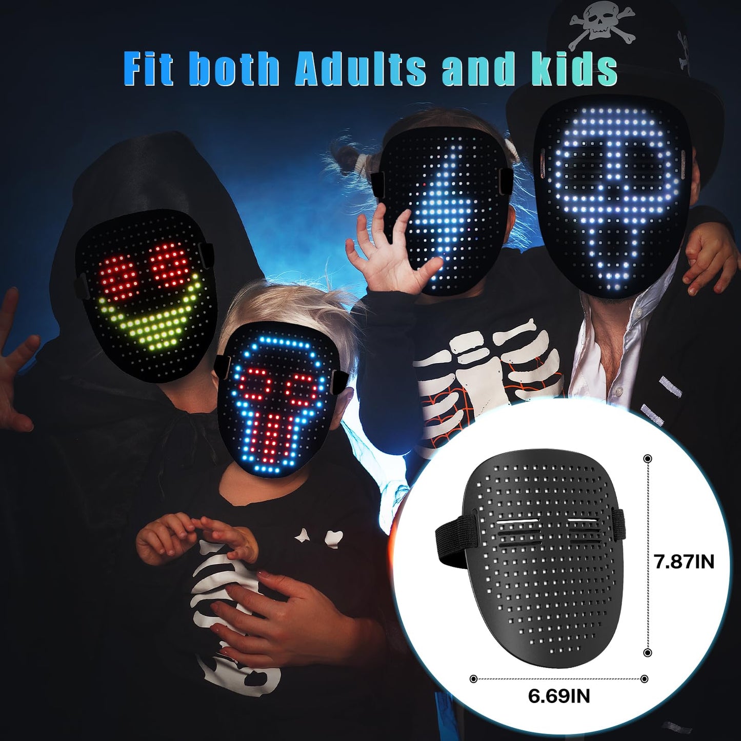 Mr.Pang LED Mask Light up Mask with Gesture Sensing, Cool Face Transforming Mask, Perfect Gifts for Halloween Christmas Birthday
