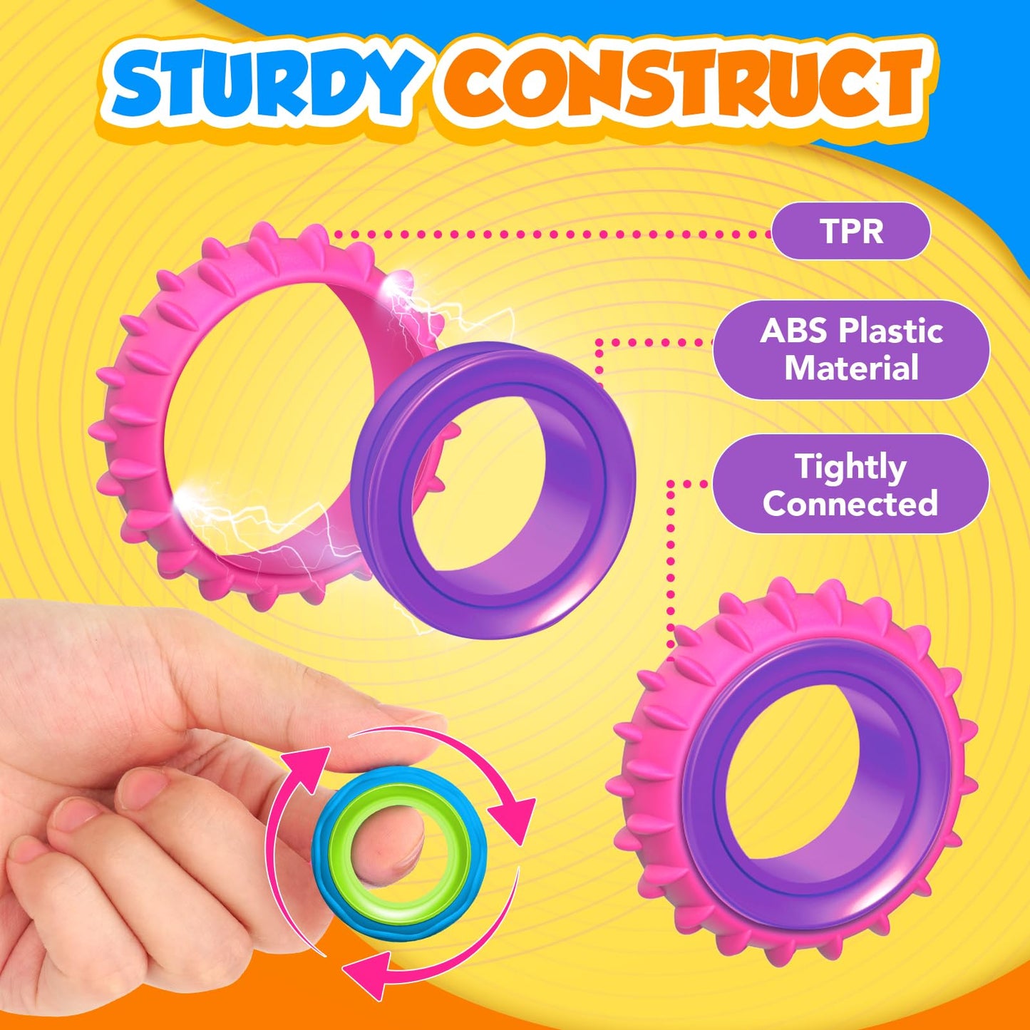 Fidget Toys Sensory Rings For Kids: 24 Pack Finger Rings - Quiet Stress Toys For Kids Autism Calming - Fun Fidgets For Classroom