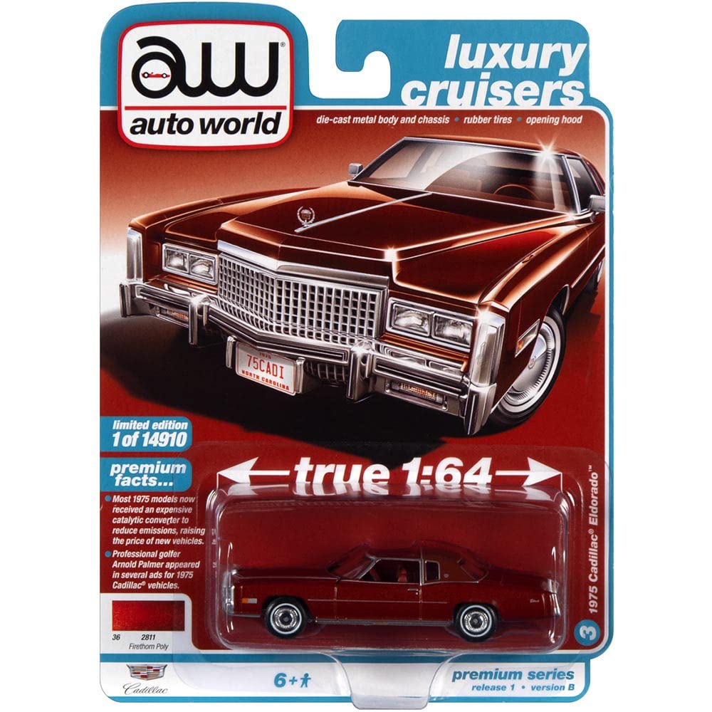 1975 Cadillac Eldorado Cerise Firemist Red Metallic With Maroon (Partial) Vinyl Top With White Interior ''Luxury Cruisers'' Limi