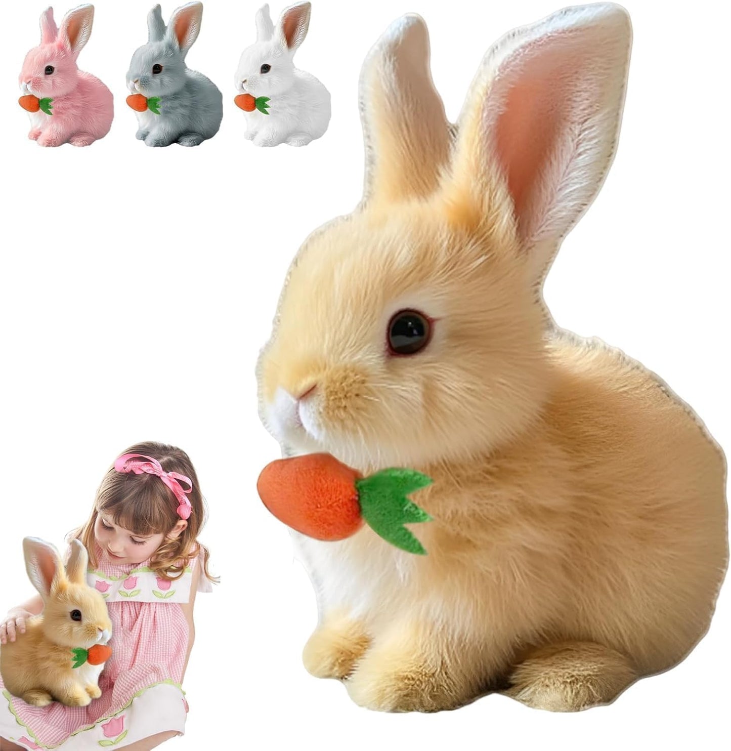My Realistic Bunny Toy Easter Basket Stuffer, 2025 New Glowing Jumping Squeaky and Shaking Ears Easter Bunny, Handmade Hopping E