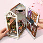 Book Nook Kit, Bookshelf Insert Decor Alley 3D Wooden Puzzle Bookshelf Insert Decorative Bookend Model Kits With Led, Diy Miniat