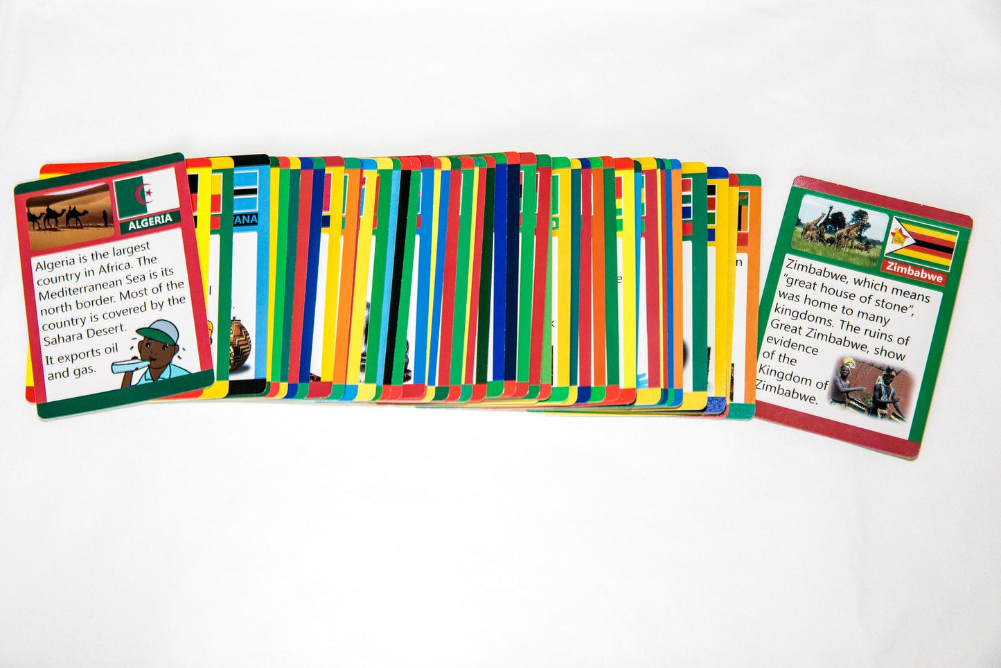 Africa Educational Kids Flash Cards - 54 Facts To Learn Or Teach About The Continent