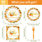 Little Cutie Baby Shower Decorations - 96PCS A Little Cutie Is on the Way Plates and Napkins Party Supplies Orange Tangerine Cit