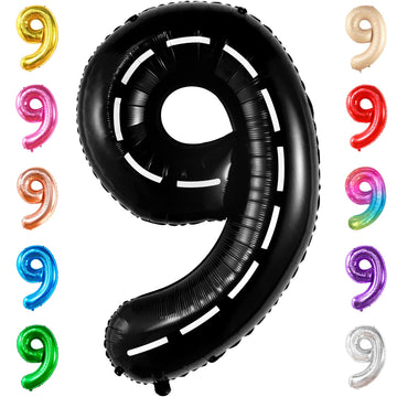 Katchon, Giant Checkered Number 9 Balloon - 40 Inch | Checkered 9 Balloon | 9 Birthday Balloon For 9 Birthday Decorations | Checkered 9 Balloon For Birthday Party Decorations | 9 Number Balloon