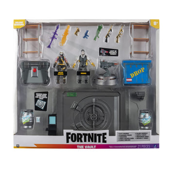 Fortnite FORTNITE The Vault Deluxe Diorama Playset with 2 Articulated Figures, 21 Accessories, 4-inch Size, Multicolor, Model FNT0847