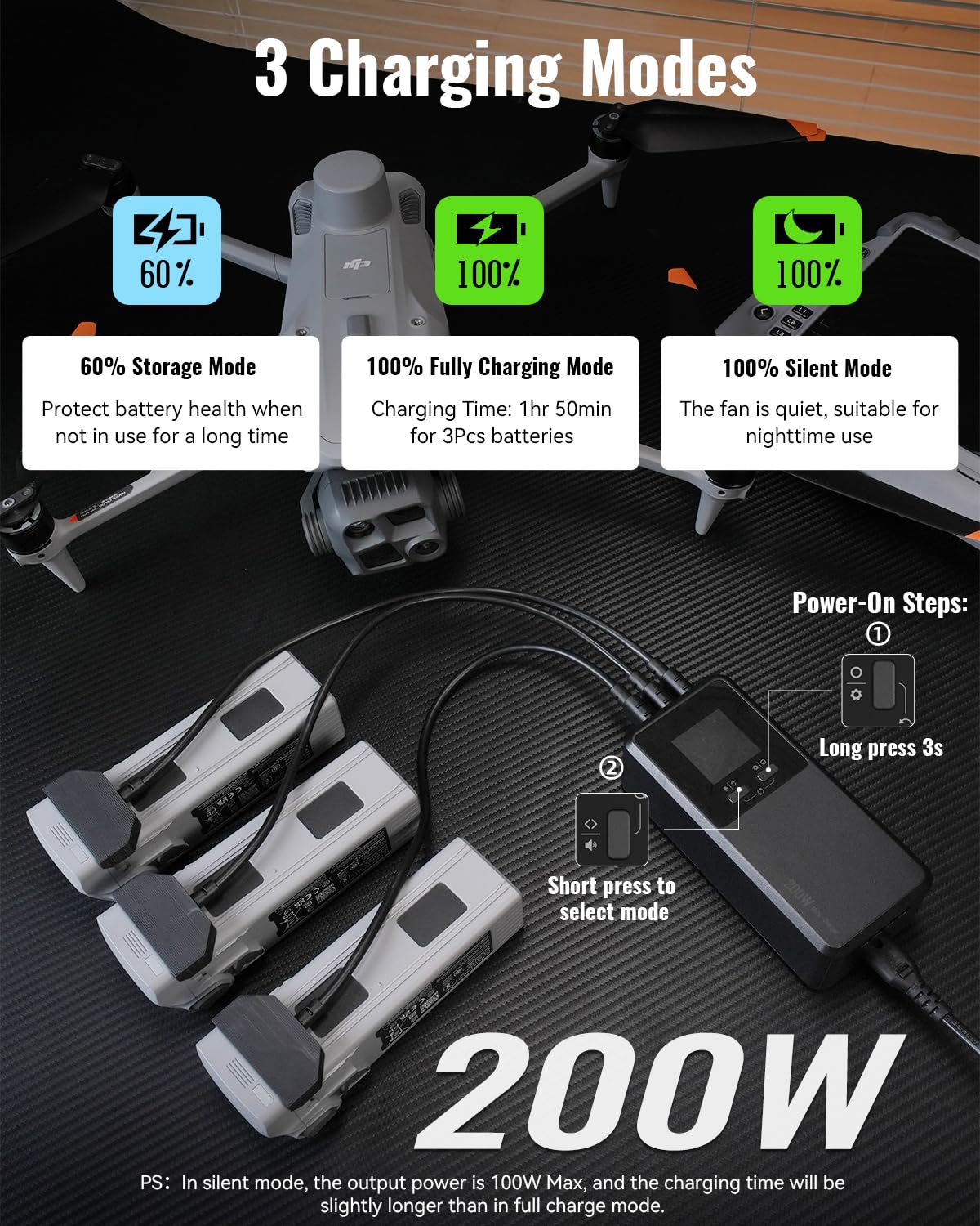 Lktop 200W Matrice 4 Series Battery Charging Hub Fast Charger For Dji Matrice 4T/4E Drone Accessories, With Storage/Silent/Outpu