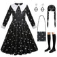 Lzh Kid Black Halloween Costume Dress For Girl Cosplay Princess Halloween Outfit With Wig Bag Earrings Socks