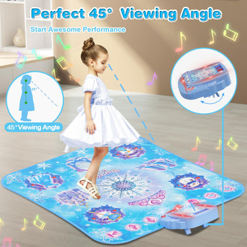 Dance Mat, 2024 8-Button Frozen Dance Pad With Wireless Bluetooth, Upgraded Flowing Light Control System With Stands, Princess T