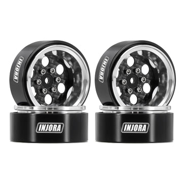 Injora Moduwheel 1.3 Beadlock Negative Offset Wheels With 6-Hole, Replaceable Carbon Fiber Modular, For 1/18 1/24 Rc Crawler (Si