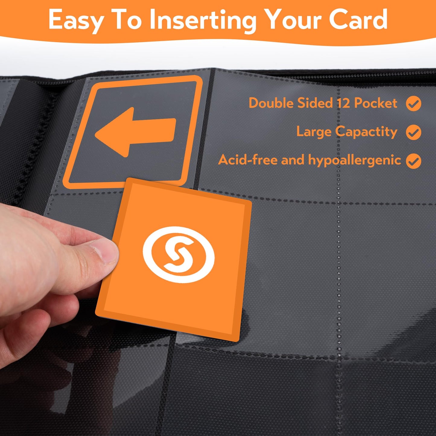 SMYV 12 Pocket Trading Card Binder  enhanced PU Cover Card Binder for 720 Cards  Ringless Side Loading Card Collection Album Folders for MTG  TCG  Game Cards & Sports Cards (Black)