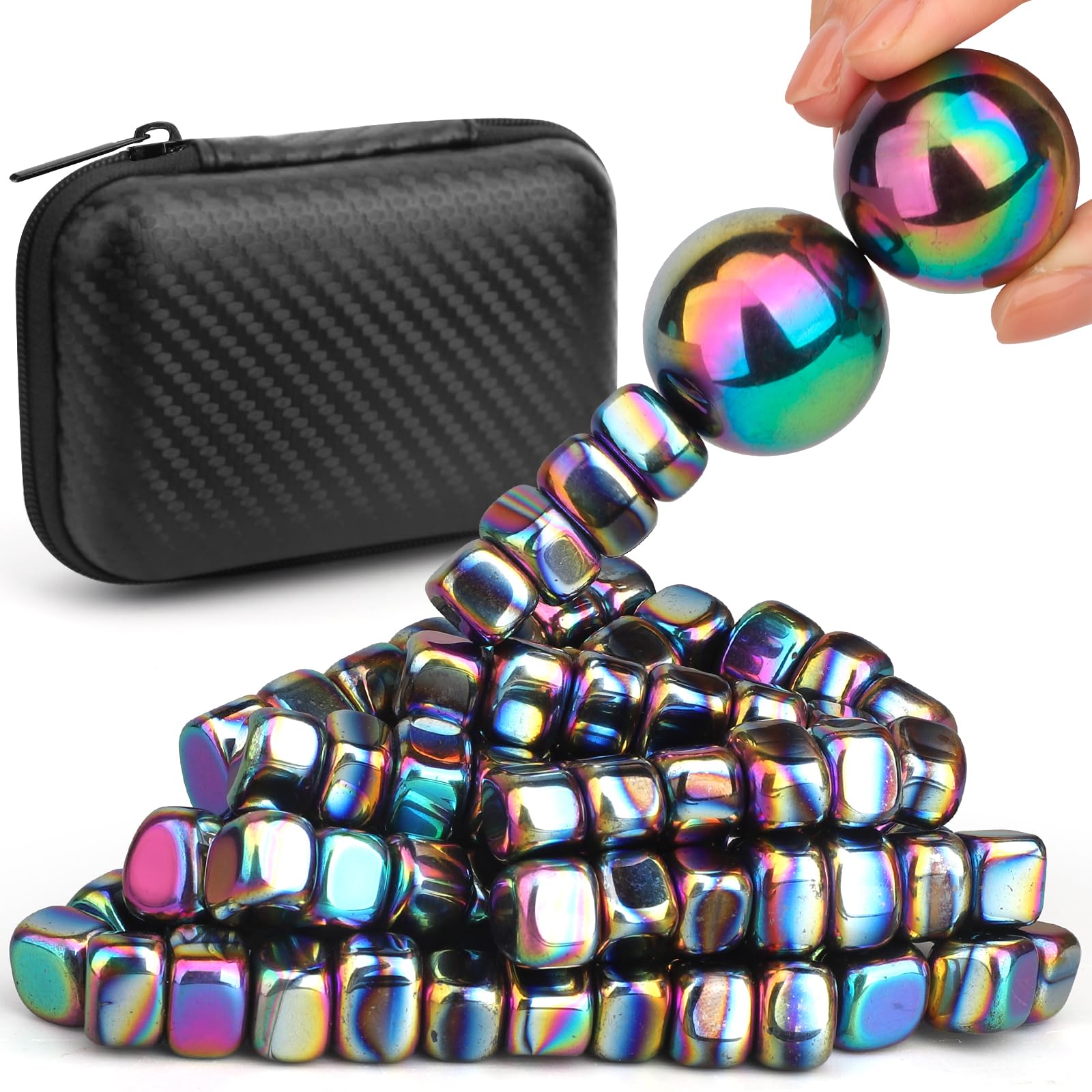 Magnetic Stones Rock Fidget Toys for Adults, 500g Smooth Ferrite Putty Stones Replacement Magnet with Fiber Case for Ferrite Put