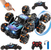 Vikrida 8 Wheel Remote Control Car With Lights, Music & 360 Rotation - Hand Control Rc Vehicle Toy For Kids & Adults - Black
