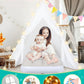 Teepee Tent For Kids Slumber Party 6 Pack - Inflatable Airbed & Star Lights & Colored Flag - Indoor Outdoor Toddler Play Tent Fo