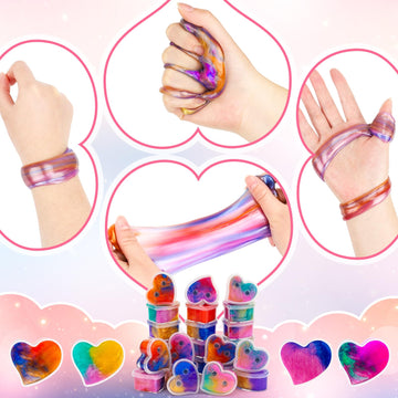 28 Pack Valentines Day Gifts For Kids Classroom - Galaxy Slime Valentines For Kids With Valentines Day Cards For Kids School, Cl